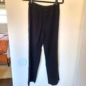 J Crew 100% Cotton Linen Style Drawstring Pants Black Women Small